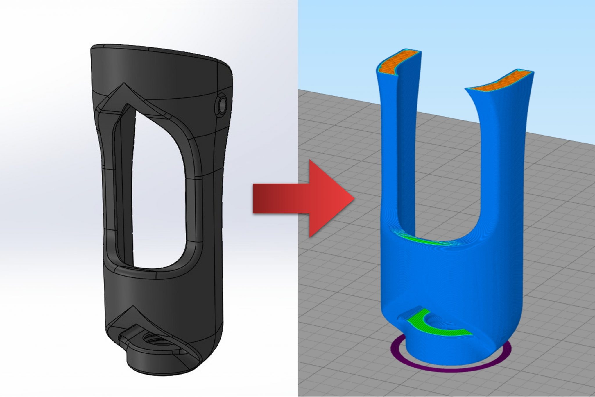 3Dデータをスライサーでスライスするイメージ